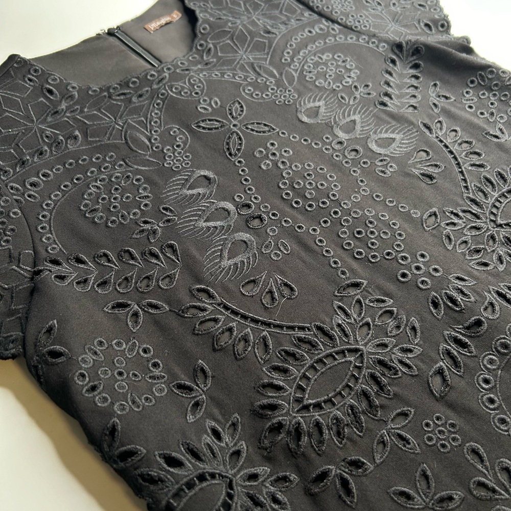 J. Mclaughlin Eyelet Black Dress Size Small Embroidered New Bainbridge Jewel - Picture 8 of 13